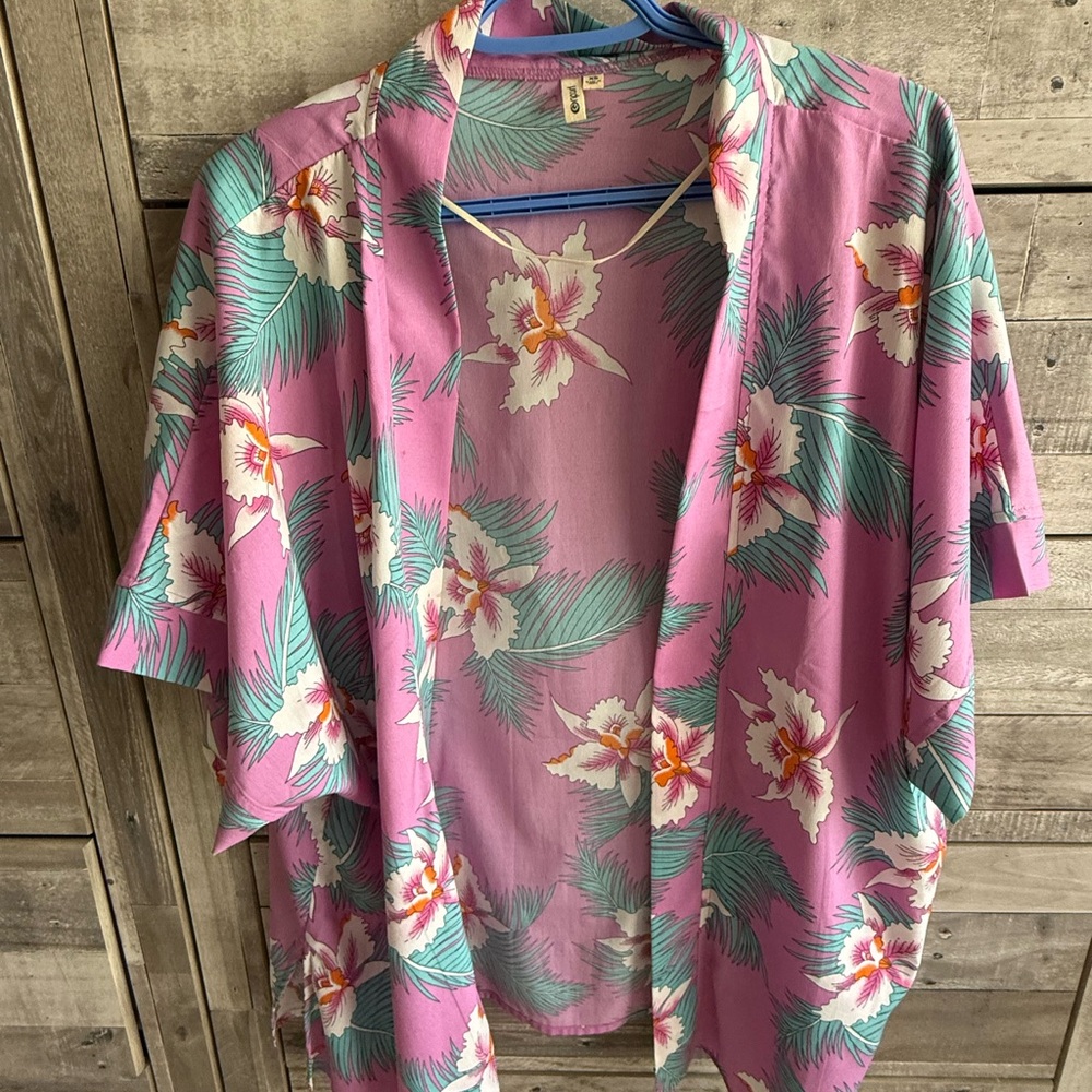 Rip Curl Pink Tropical Leaf shirt - Picture 5 of 9